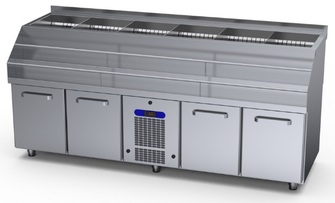 Baarimestarin työpöytä Restmec BMO 2000, jääaltaalla ja pullotelineellä