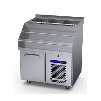 Baarimestarin työpöytä Restmec BMO 800, jääaltaalla ja pullotelineellä