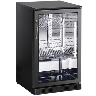 Baaritiskin lasiovikylmäkaappi Frigelux AB110MIR, peilisisustalla