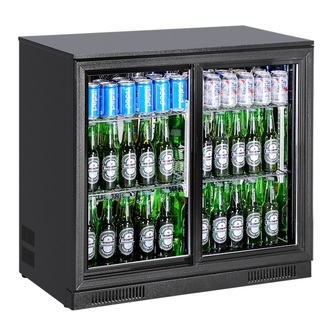 Baaritiskin lasiovikylmäkaappi Temptech BB228B2S, peilisisustalla