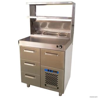 Hampurilaisten kasauspöytä Restmec 800, kahdella hyllyllä