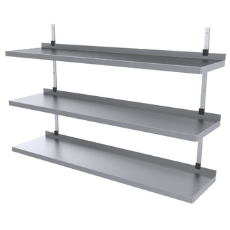 Seinäkiinnitteiset hyllyt 3-tasoisena mittojen mukaan