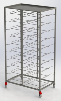 Tarjottimien palautusvaunu P18, ilman laminaattivuorausta