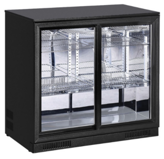 Baaritiskin lasiovikylmäkaappi Frigelux AB211MIR, peilisisustalla