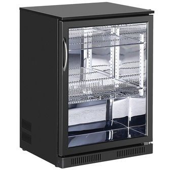 Baaritiskin lasiovikylmäkaappi Frigelux AB130MIR, peilisisustalla