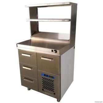 Hampurilaisten kasauspöytä Restmec 800, kahdella hyllyllä