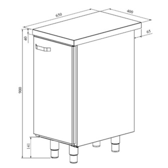 Työpöytä alakaapilla Restmec UB KSK 400, oikeakätinen