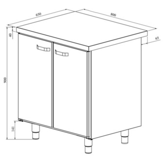 Työpöytä alakaapilla Restmec UB KSK 800, pariovilla
