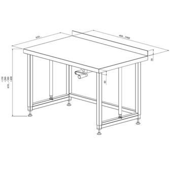 Työpöytä säädettävällä korkeudella, käsikäyttöinen