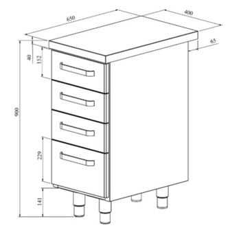 Työpöytä vetolaatikoilla Restmec UB KSK 404