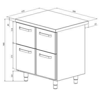 Työpöytä vetolaatikoilla Restmec UB KSK 804