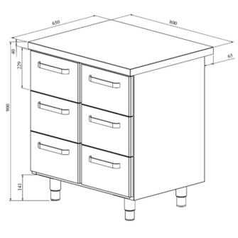Työpöytä vetolaatikoilla Restmec UB KSK 806