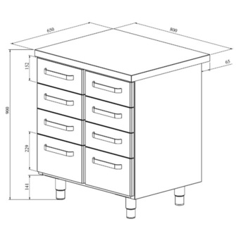 Työpöytä vetolaatikoilla Restmec UB KSK 808