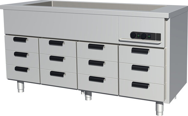 Lämpöhaude lämpövetolaatikoilla Porkka HL166BM3333