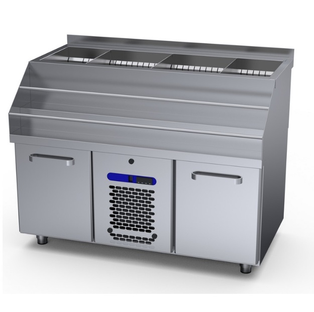 Baarimestarin työpöytä Restmec BMO 1200, jääaltaalla ja pullotelineellä