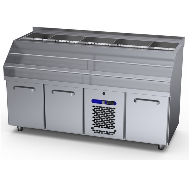 Baarimestarin työpöytä Restmec BMO 1600, jääaltaalla ja pullotelineellä