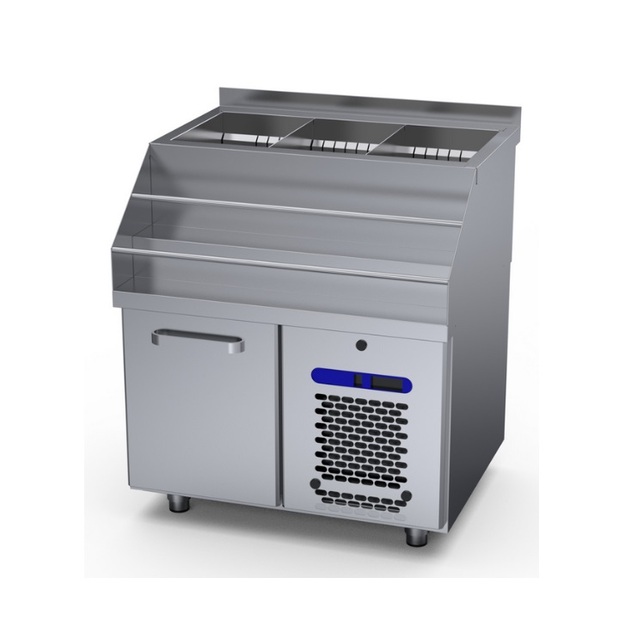 Baarimestarin työpöytä Restmec BMO 800, jääaltaalla ja pullotelineellä