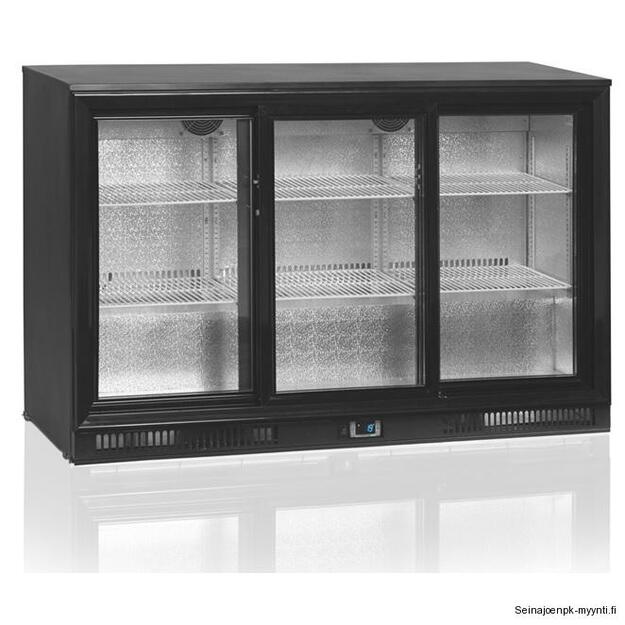 Baaritiskin lasiovikylmäkaappi Tefcold Backbar DB300S-3-P, liukuovilla