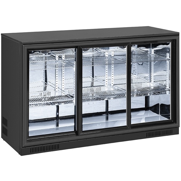 Baaritiskin lasiovikylmäkaappi Frigelux AB320MIR, peilisisustalla