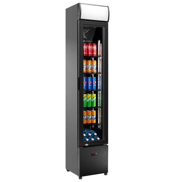 Lasiovikylmäkaappi Amitek AK105SLB, mainosvalokotelolla