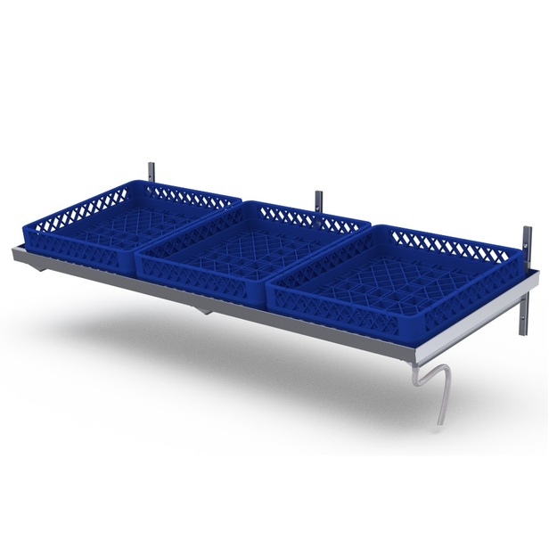 Seinäkiinnitteinen valutushylly kolmelle astianpesukorille