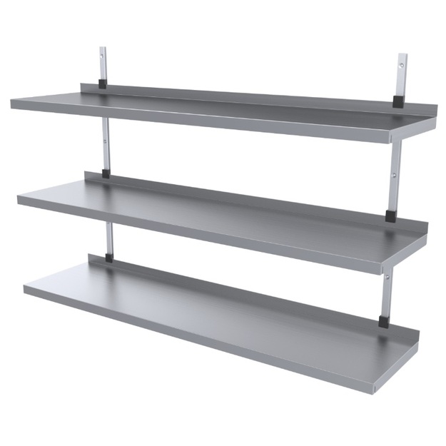 Seinäkiinnitteiset hyllyt 3-tasoisena mittojen mukaan