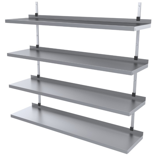 Seinäkiinnitteiset hyllyt 4-tasoisena mittojen mukaan