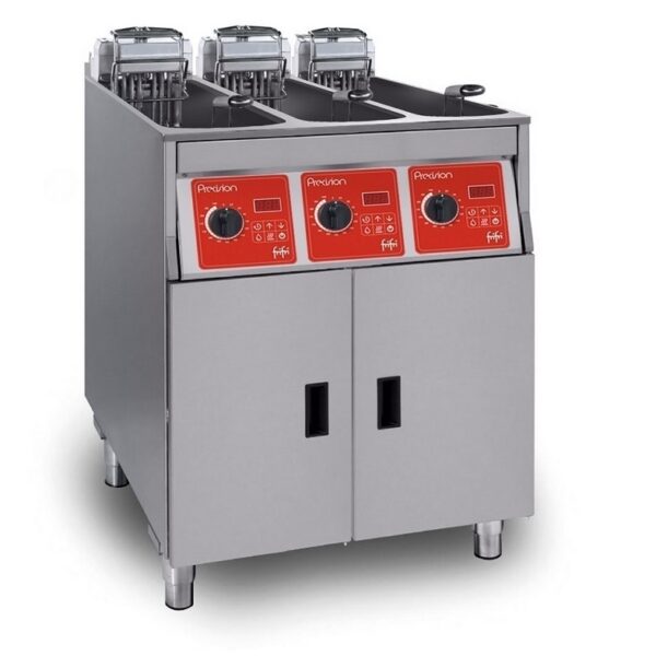 Korinostimilla varustettu kolme altainen FriFri Precision 633 on vaativaan ammattikäyttöön ravintolaan ja muihin ammattikeittiöihin tarkoitettu rasvakeitin, jossa keittokapasiteetti on 60 kg.