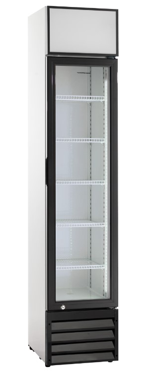 Kylmäkaappi Scan SD217E on 39 cm leveä myyntikylmäkaappi valomainoskotelolla. Kapean mitoituksen ansiosta sen voi sijoittaa moneen eri käyttökohteeseen muun muassa ravintolat, päivittäistavarakaupat, kioskit yms.