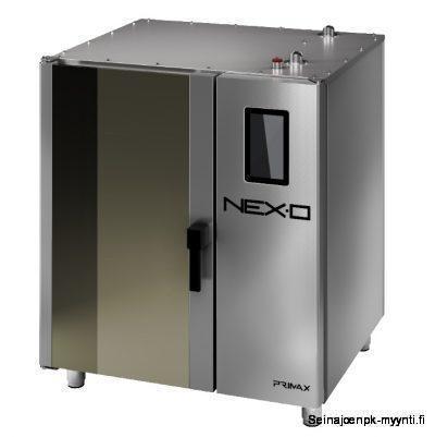 Primax NEXO NBE-110 HS on ammattikäyttöön suunniteltu monitoimiuuni, joka on varustettu höyrykeitolla, kiertoilmakypsennyksellä ja edellä mainittujen yhdistelmäpaistolla. Yhdistelmäuuni on GN 1/1 mitoitettu ja paikkoja on kymmenelle gn 1/1 astialle.